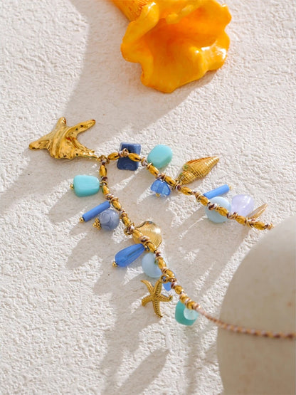 Ocean style blue resin starfish pendant necklace - product image