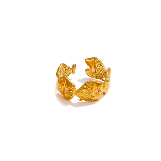 Ocean style conch shell fish pattern ring - product image