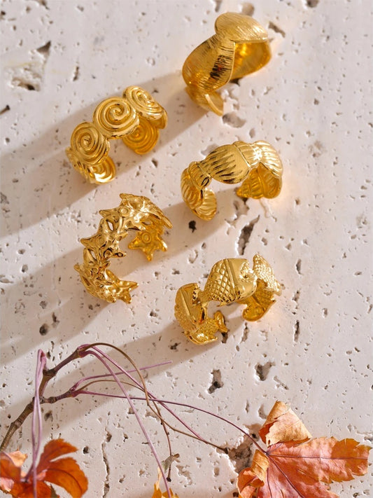 Ocean style conch shell fish pattern ring - product image