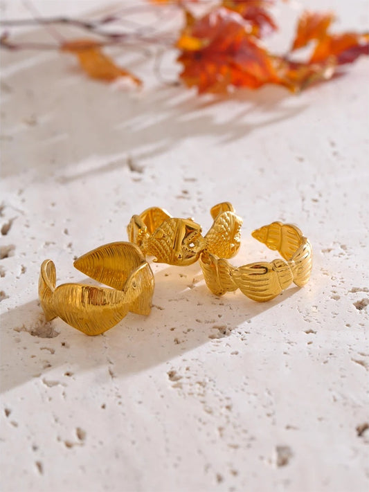 Ocean style conch shell fish pattern ring - product image