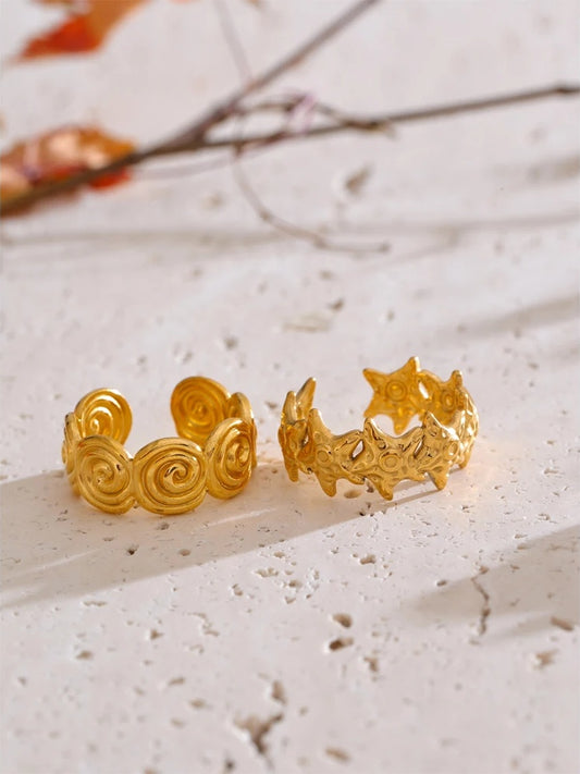 Ocean style conch shell fish pattern ring - product image