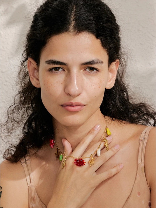 Ocean style crab starfish shell pendant necklace - product image