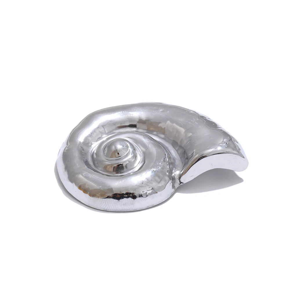 Ocean style metal conch brooch pin - product image