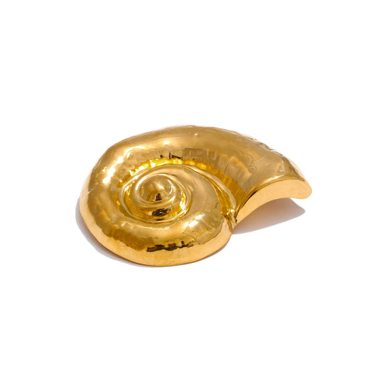 Ocean style metal conch brooch pin - product image