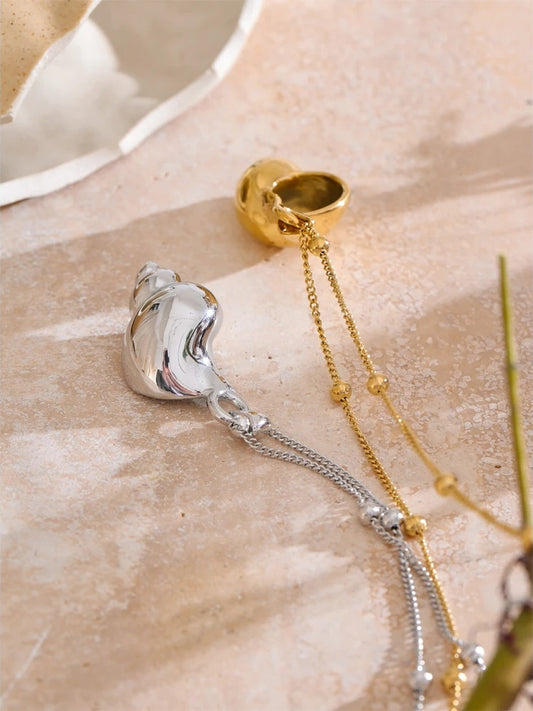 Ocean style metal conch pendant necklace - product image