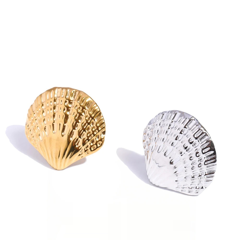 Ocean style metal shell adjustable ring women's summer - product image
