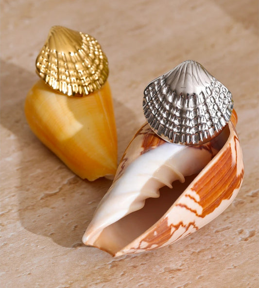Ocean style metal shell adjustable ring women's summer - product image