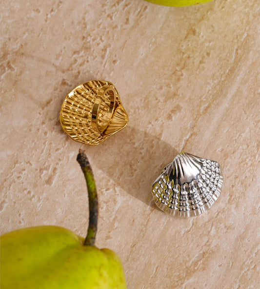 Ocean style metal shell adjustable ring women's summer - product image