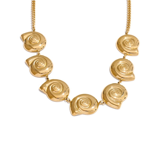 Ocean style metal shell chain necklace - product image