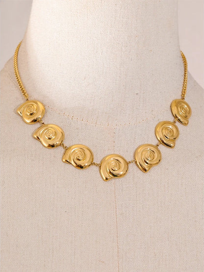 Ocean style metal shell chain necklace - product image