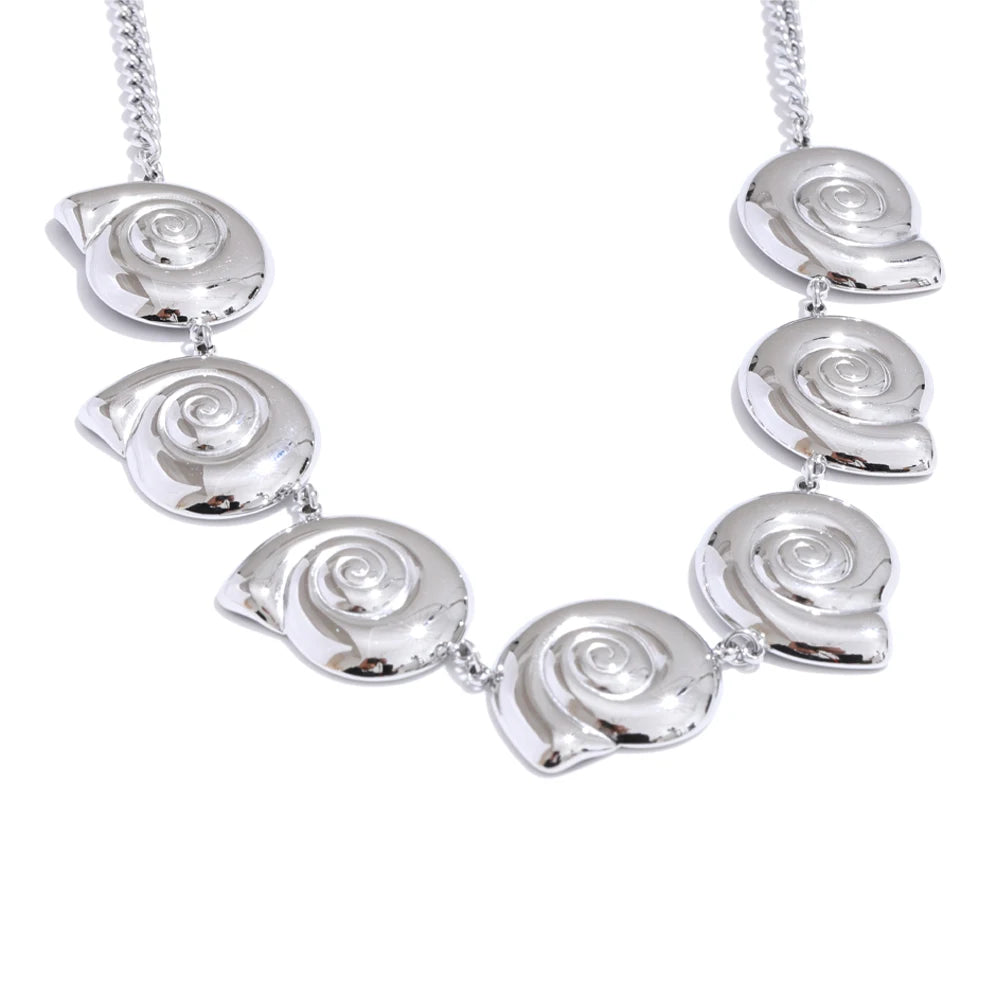 Ocean style metal shell chain necklace - product image