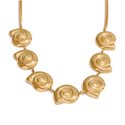 Ocean style metal shell chain necklace - product image