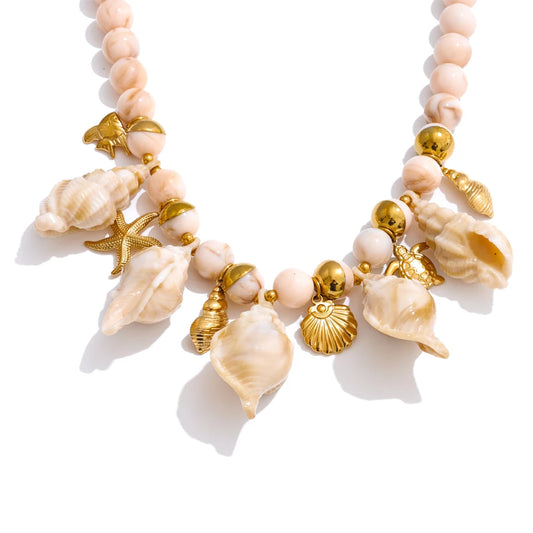 Ocean style resin conch shell pendant necklace - product image