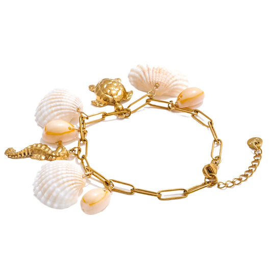 Ocean style shell conch fish charm necklace set - product image