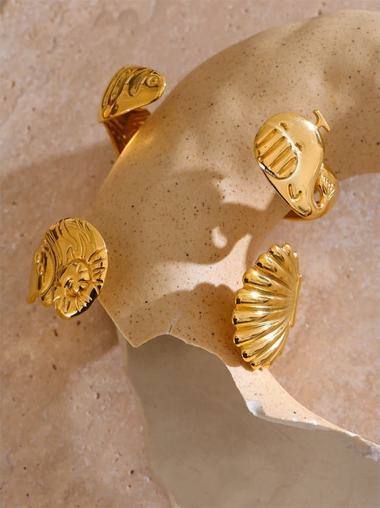 Ocean style shell fish open cuff bracelet - product image