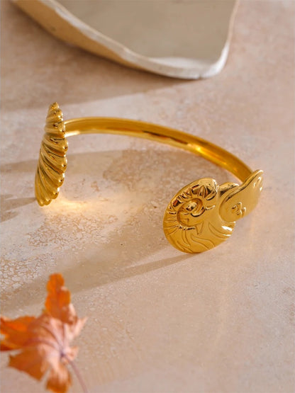 Ocean style shell fish open cuff bracelet - product image