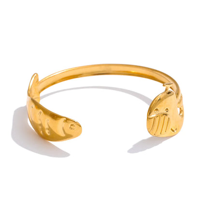 Ocean style shell fish open cuff bracelet - product image
