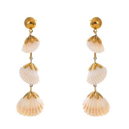 Ocean style shell long hanging drop earrings - product image