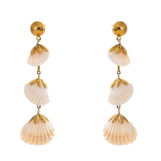 Ocean style shell long hanging drop earrings - product image