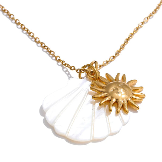 Ocean style shell starfish pendant necklace - product image