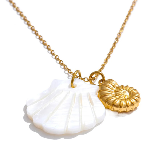 Ocean style shell starfish pendant necklace - product image