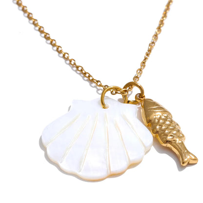 Ocean style shell starfish pendant necklace - product image