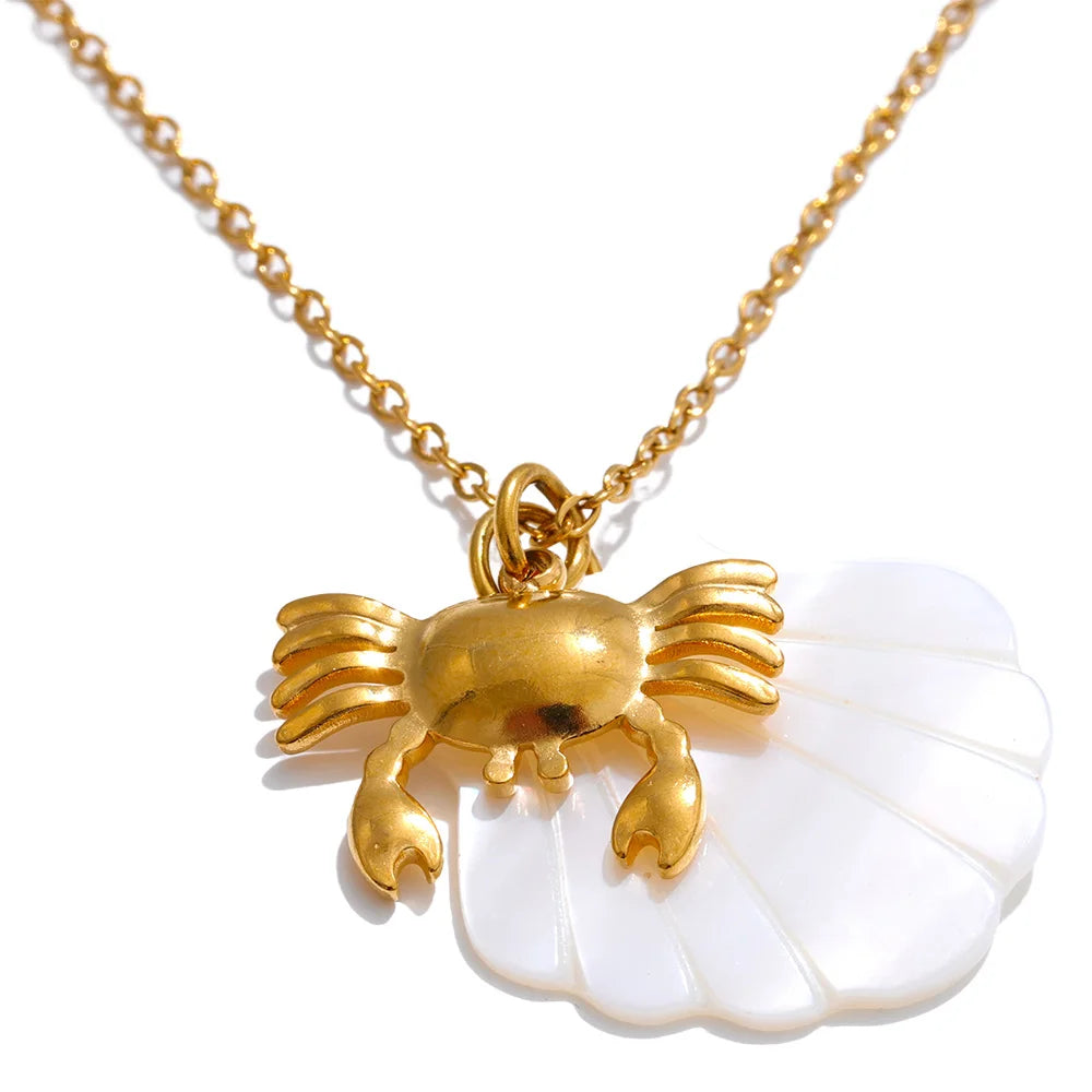 Ocean style shell starfish pendant necklace - product image