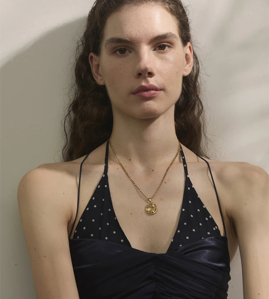 Ocean style shell starfish round pendant necklace - product image
