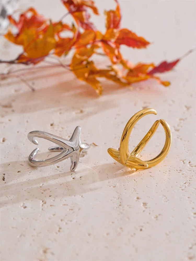 Ocean style starfish gold silver color fashion ring - product image