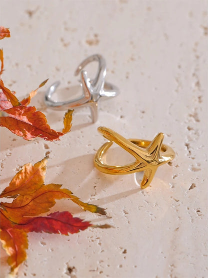 Ocean style starfish gold silver color fashion ring - product image