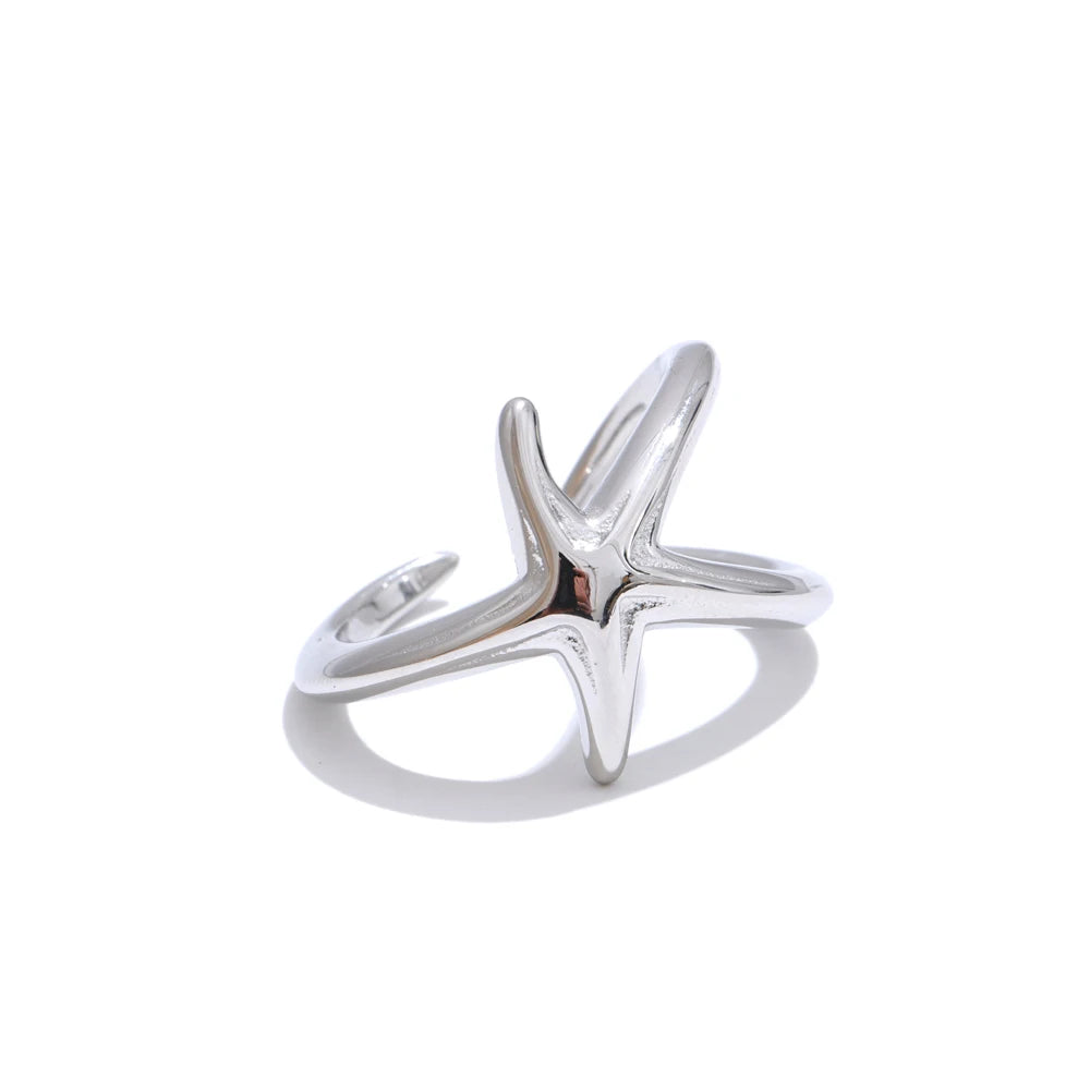 Ocean style starfish gold silver color fashion ring - product image