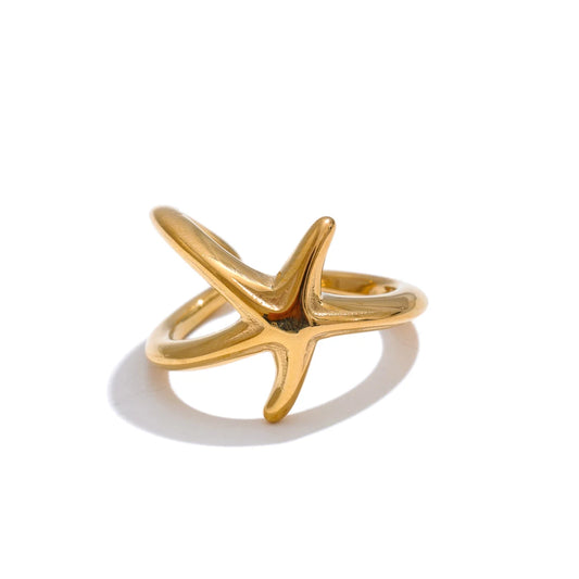 Ocean style starfish gold silver color fashion ring - product image