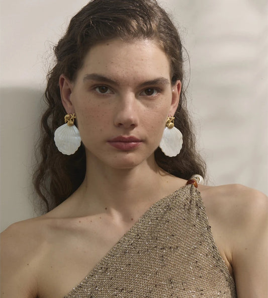 Ocean style starfish shell big drop dangle earrings - product image
