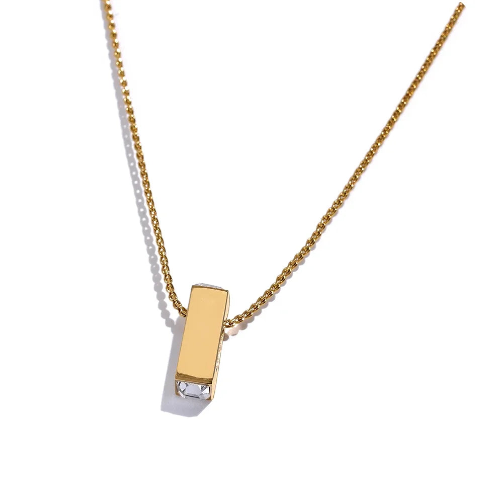 Olive green cubic zirconia minimalist pendant necklace - product image