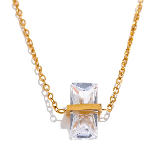 Olive green cubic zirconia minimalist pendant necklace - product image