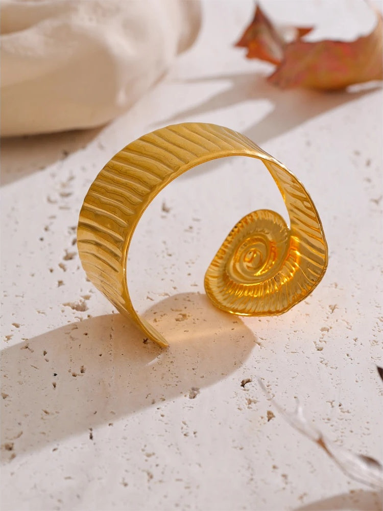 Open abstract gold tone fashion cuff bracelet - product image