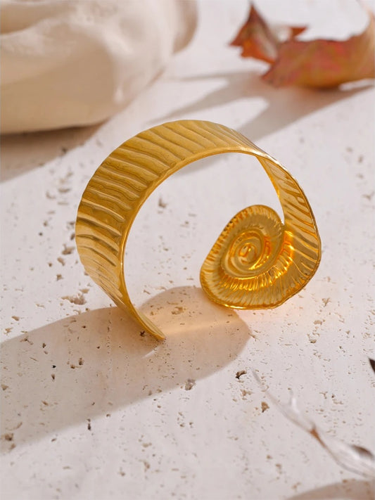 Open abstract gold tone fashion cuff bracelet - product image