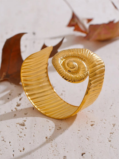 Open abstract gold tone fashion cuff bracelet - product image