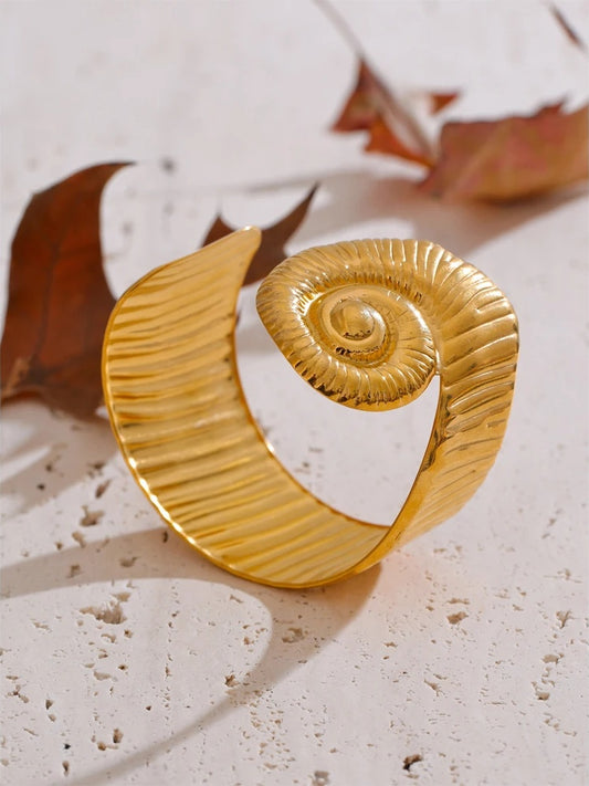 Open abstract gold tone fashion cuff bracelet - product image