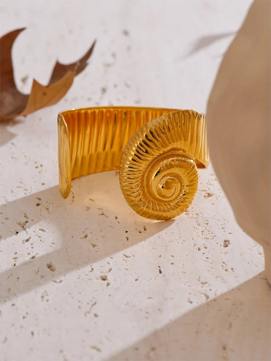 Open abstract gold tone fashion cuff bracelet - product image