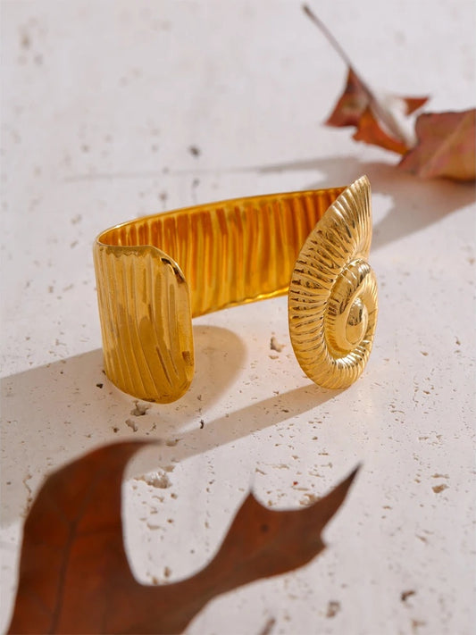 Open abstract gold tone fashion cuff bracelet - product image