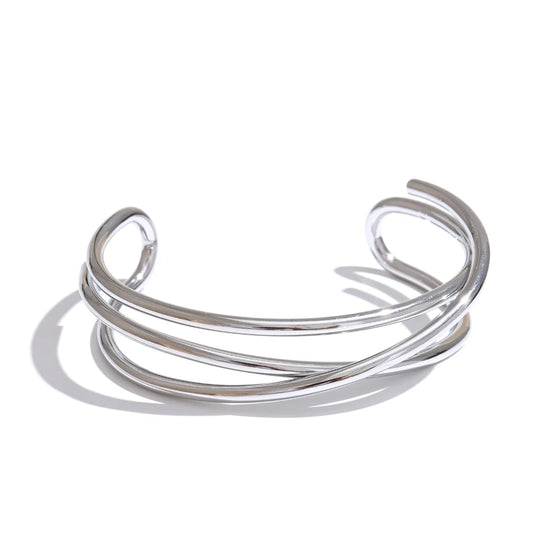 Open hollow line contemporary cuff bracelet - product image