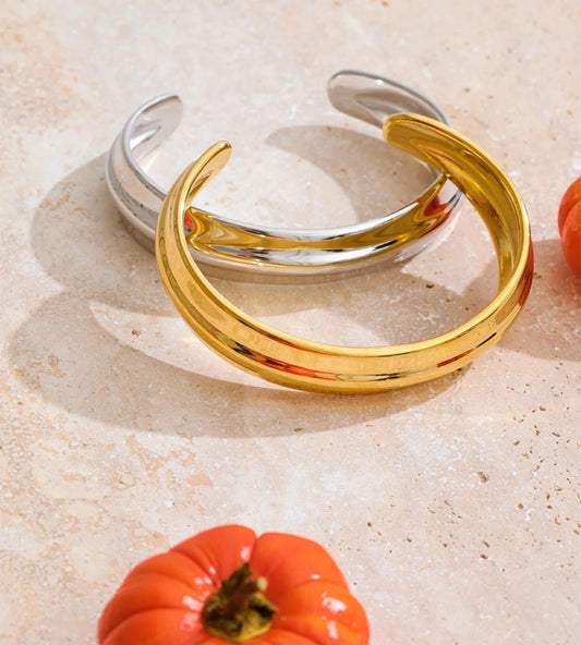 Open statement textured cuff bangle bracelet - product image
