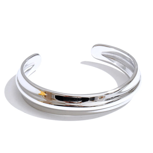 Open statement textured cuff bangle bracelet - product image