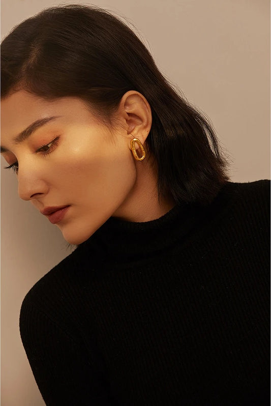Oval abstract push-back stud earrings - product image