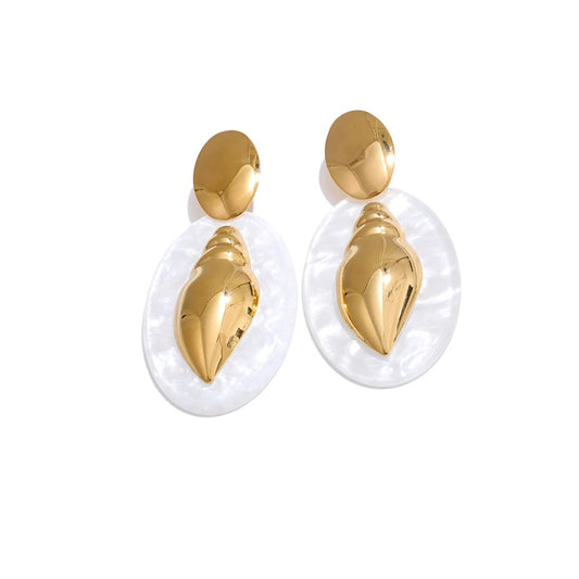 Oval acrylic conch drop earrings - product image