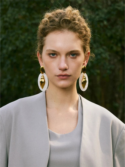 Oval acrylic conch drop earrings - product image