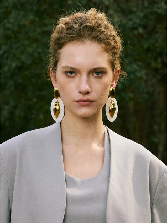 Oval acrylic conch drop earrings - product image