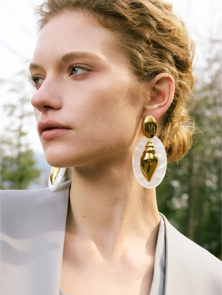 Oval acrylic conch drop earrings - product image