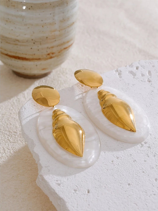 Oval acrylic conch drop earrings - product image